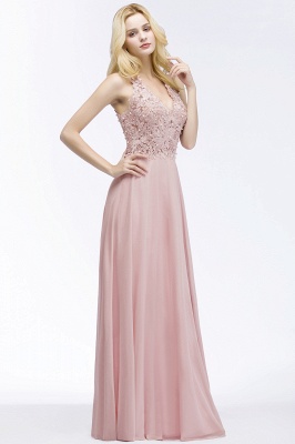 PAM | A-line V-neck Sleeveless Long Appliques Chiffon Bridesmaid Dresses_5