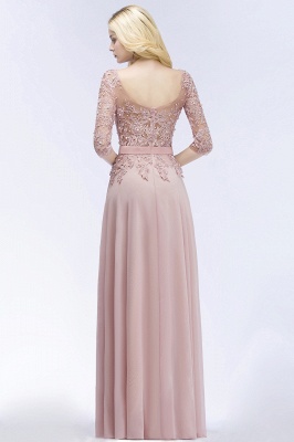 PAMELA | A-line Floor Length Half Sleeves Appliques Bridesmaid Dresses with Sash_7