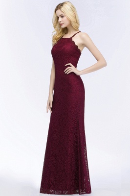 Elegant Mermaid Floor Length Halter Lace Burgundy Bridesmaid Dresses_6