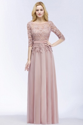 PAMELA | A-line Floor Length Half Sleeves Appliques Bridesmaid Dresses with Sash_6