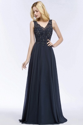 PATRICIA | A-line V-neck Sleeveless Long Appliqued Chiffon Prom Dresses with Crystals_8