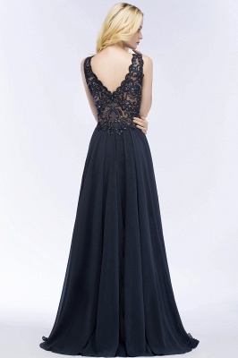 PATRICIA | A-line V-neck Sleeveless Long Appliqued Chiffon Prom Dresses with Crystals_4