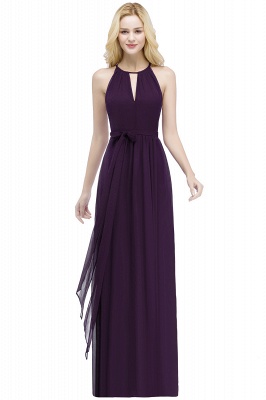 ROSALIND | A-line Halter Floor Length Burgundy Bridesmaid Dresses with Bow Sash_2