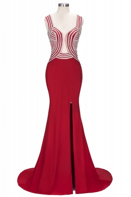 ROSEMARY | Mermaid Sleeveless Floor Length Sequins Patterns Slit Prom Dresses_6