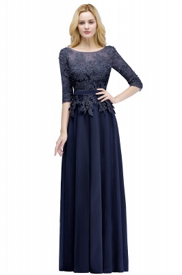 PAMELA | A-line Floor Length Half Sleeves Appliques Bridesmaid Dresses with Sash_4