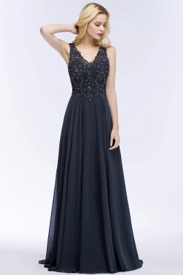 PATRICIA | A-line V-neck Sleeveless Long Appliqued Chiffon Prom Dresses with Crystals_7