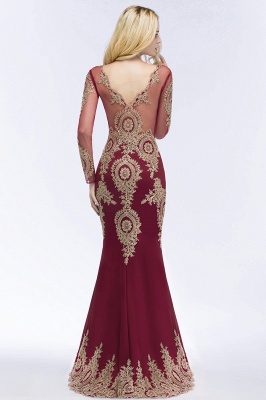 RUTH | Mermaid V-neck Floor Length Long Sleeves Appliques Prom Dresses_4