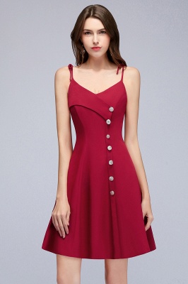 Sweetheart Straps Length Homecoming A-Line Dresses Knee Spaghetti with Buttons_1