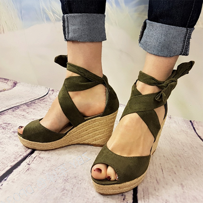 Espadrilles Bowknot Peep Toe Sommer Keil Sandalen_8