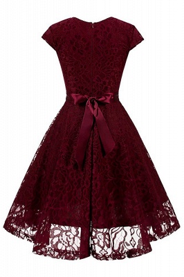 Women's Vintage 1950s Short Sleeve A-Line Cocktail Party Swing Dress with Floral Lace_9