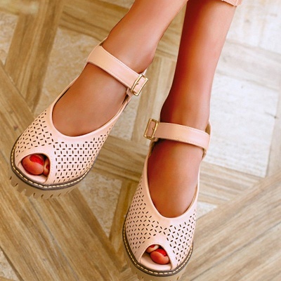 Sandalias Chunky de la hebilla de la plataforma peep toe_13