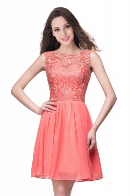 ELIANA | A-line Short Sleeveless Bateau Chiffon Ruffles Lace Top Prom Dresses_9
