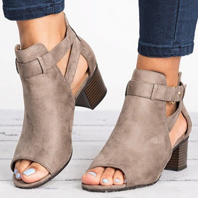 Daily Zipper Hollow-out Summer Open Toe Chunky Sandals