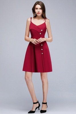 Sweetheart Straps Length Homecoming A-Line Dresses Knee Spaghetti with Buttons_2