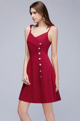 Sweetheart Straps Length Homecoming A-Line Dresses Knee Spaghetti with Buttons_9