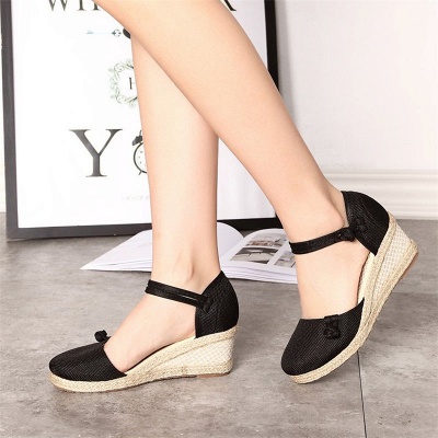 Espadrilles Button Daily Cloth Wedge Sandals_7