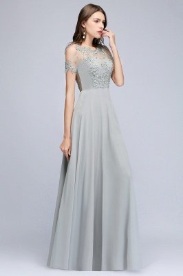 Appliques A-Line Cold-Shoulder Scoop  Beaded Silver Bridesmaid Dresses_4