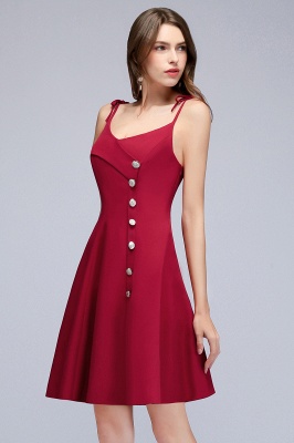 Sweetheart Straps Length Homecoming A-Line Dresses Knee Spaghetti with Buttons_8