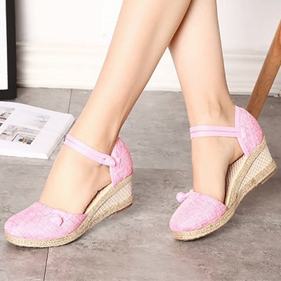 Espadrilles Button Daily Cloth Wedge Sandals