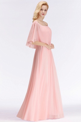 NOAH | A-line Long Off-the-shoulder Pink Bridesmaid Dresses with Sleeves_2