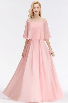 NOAH | A-line Long Off-the-shoulder Pink Bridesmaid Dresses with Sleeves_7
