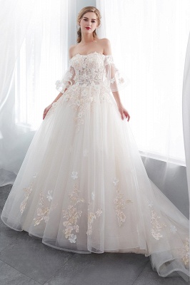 NANCE | Robe de bal hors-la-épaule étage longueur appliques robes de mariée en tulle_2