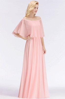 NOAH | A-line Long Off-the-shoulder Pink Bridesmaid Dresses with Sleeves_5