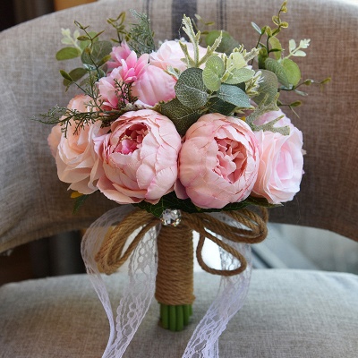 Bouquet de mariage de roses artificielles colorées Real Touch_3