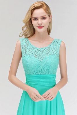 MACY | A-line Floor Length Lace Top Sleeveless Chiffon Bridesmaid Dresses_9