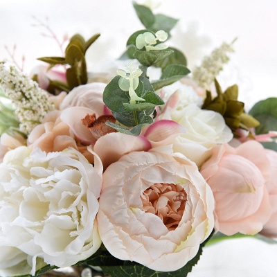 Bouquet de mariage de roses artificielles colorées Real Touch_15