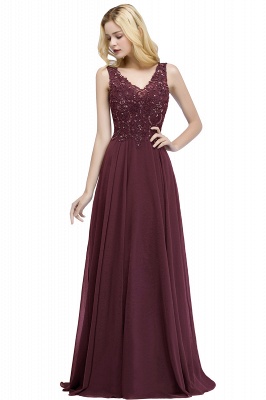 PATRICIA | A-line V-neck Sleeveless Long Appliqued Chiffon Prom Dresses with Crystals_1