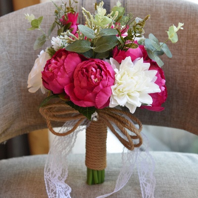 Bouquet de mariage de roses artificielles colorées Real Touch_5