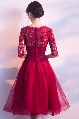 MARGARET | A-line Half sleeves Short Burgundy Appliques Tulle Homecoming Dresses_3