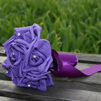 Einfacher Silk Rose-Hochzeits-Blumenstrauß in den mehrfachen Farben_9