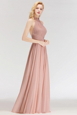 NORAH | A-line Floor Length Halter Ruffled Chiffon Bridesmaid Dresses_5