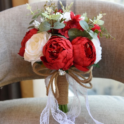 Bouquet de mariage de roses artificielles colorées Real Touch_4