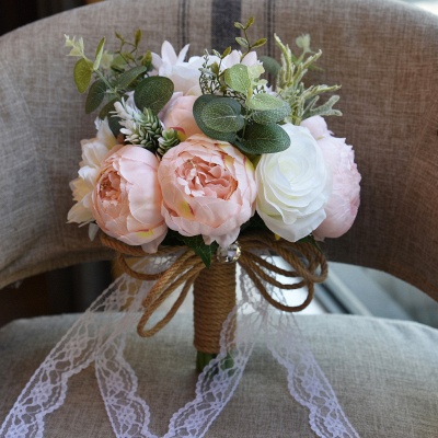 Bouquet de mariage de roses artificielles colorées Real Touch_6