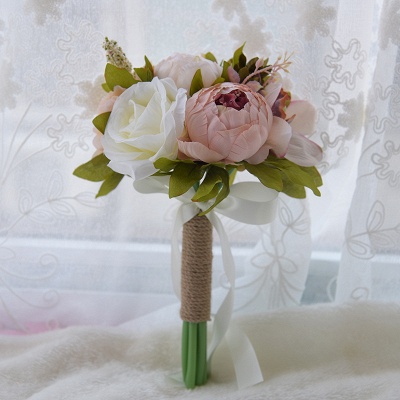 Bouquet de mariage de pivoine artificielle et de rose_2