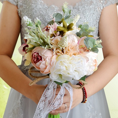 Bouquet de mariage de roses artificielles colorées Real Touch_9