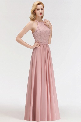 MARIANNA | A-line Sleeveless Halter Long Lace Chiffon Bridesmaid Dresses_5