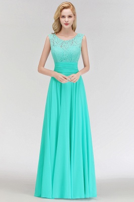 MACY | A-line Floor Length Lace Top Sleeveless Chiffon Bridesmaid Dresses_8