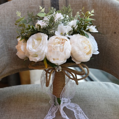 Bouquet de mariage de roses artificielles colorées Real Touch_2