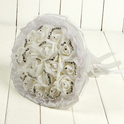 Paillettes cristal perles de mariage bouquets avec de la dentelle_1