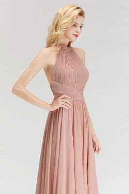 NORAH | A-line Floor Length Halter Ruffled Chiffon Bridesmaid Dresses_4