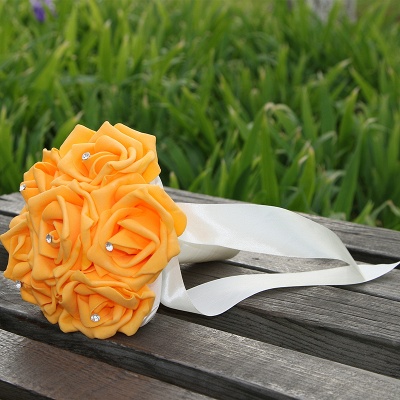 Einfacher Silk Rose-Hochzeits-Blumenstrauß in den mehrfachen Farben_7