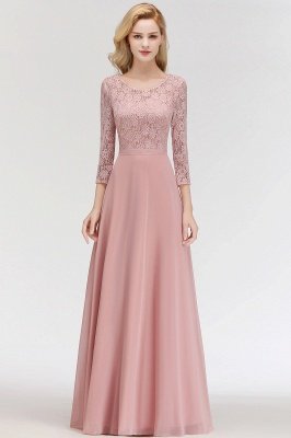 MARIAN | A-line Floor Length Lace Chiffon Bridesmaid Dresses with Sleeves_7