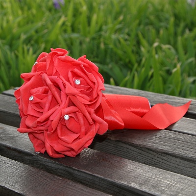Bouquet de mariée en soie rose simple en plusieurs couleurs_5