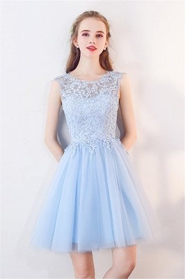MARCIA | A-line Sleeveless Short Appliqued Top Tulle Homecoming Dresses_1