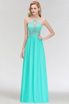 MADELEINE | A-line Keyhole Neckline Lace Top Long Spaghetti Bridesmaid Dresses_9