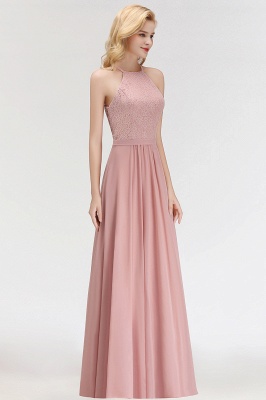 MARIANNA | A-line Sleeveless Halter Long Lace Chiffon Bridesmaid Dresses_8